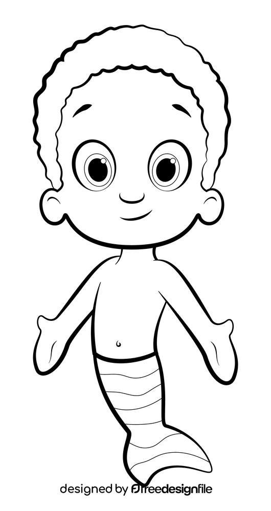 Bubble Guppies, Goby black and white clipart