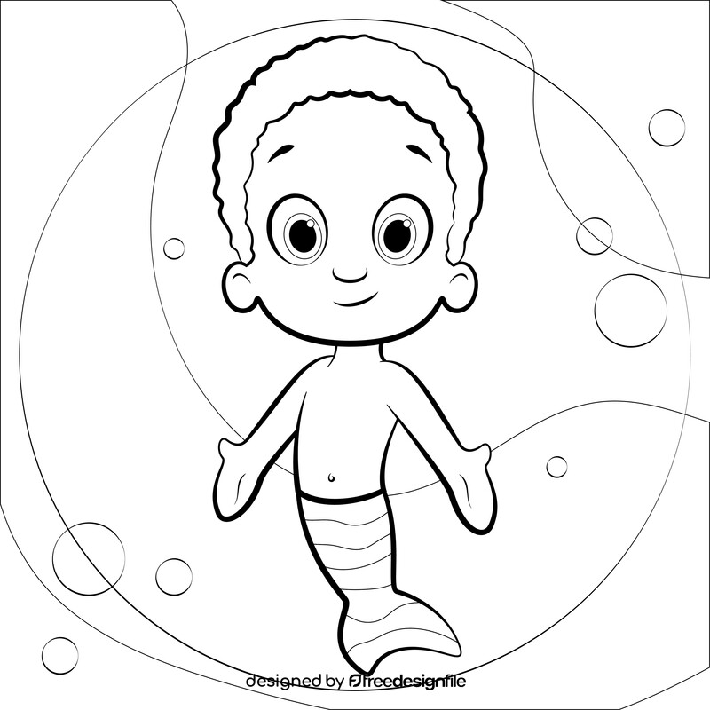 Bubble Guppies, Goby drawing black and white vector