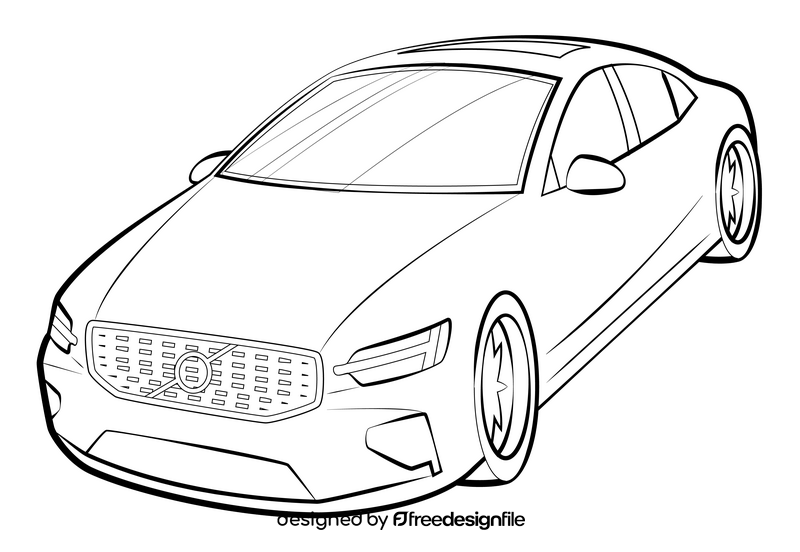 Volvo s60 drawing black and white clipart