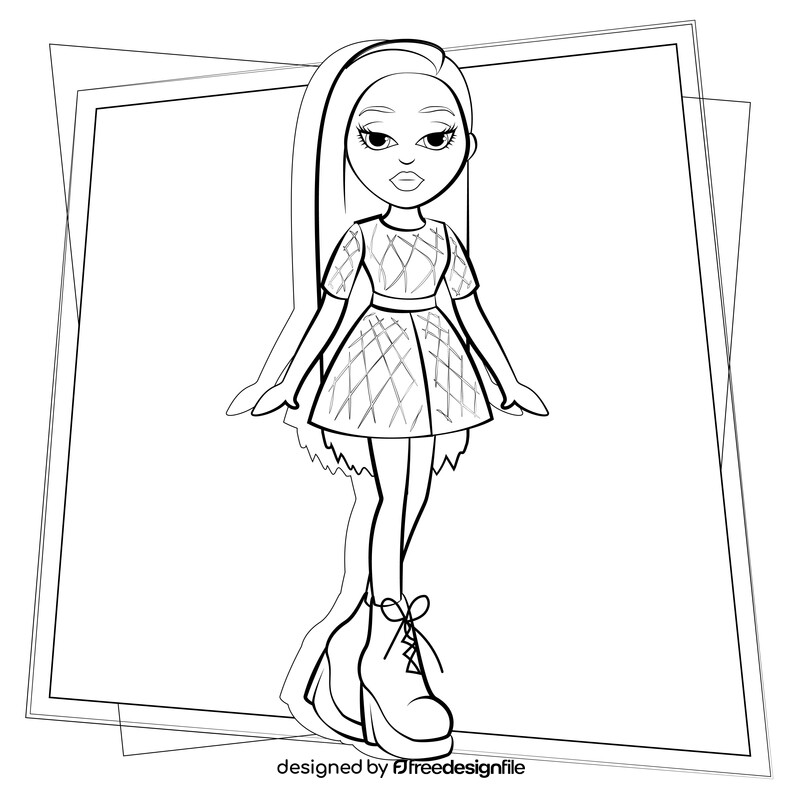 Bratz Dolls, Jade drawing black and white vector