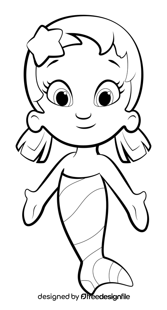 Bubble Guppies, Oona black and white clipart