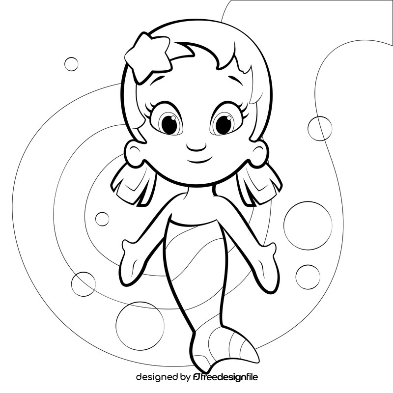 Bubble Guppies, Oona drawing black and white vector