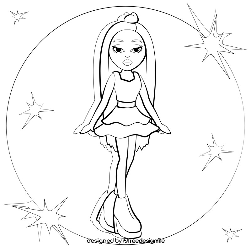 Bratz Dolls, Cloe drawing black and white vector