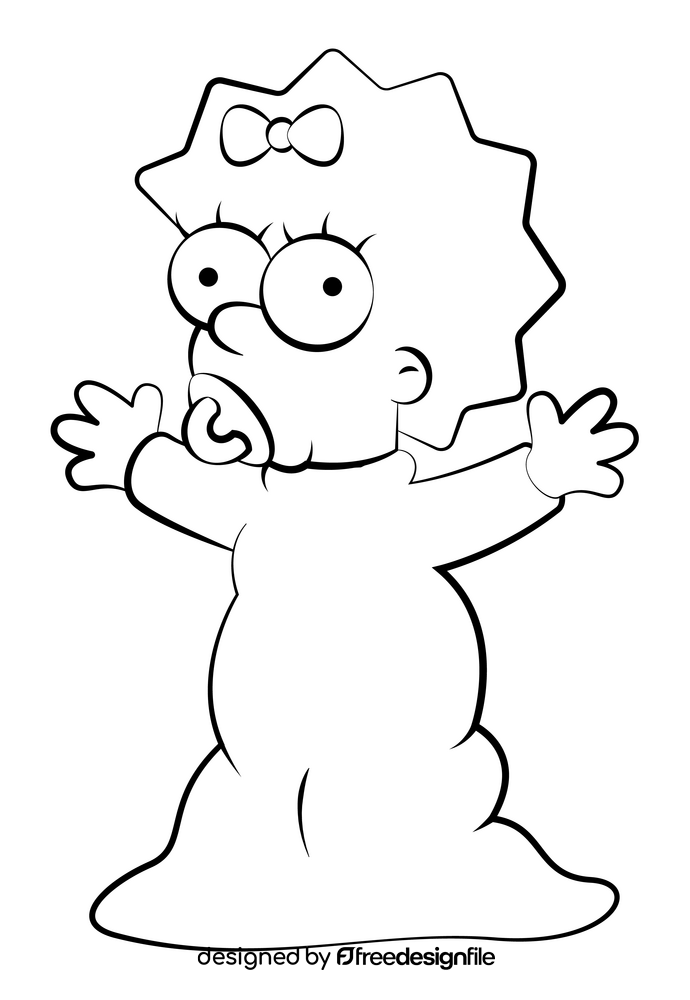 Simpsons, Maggie black and white clipart