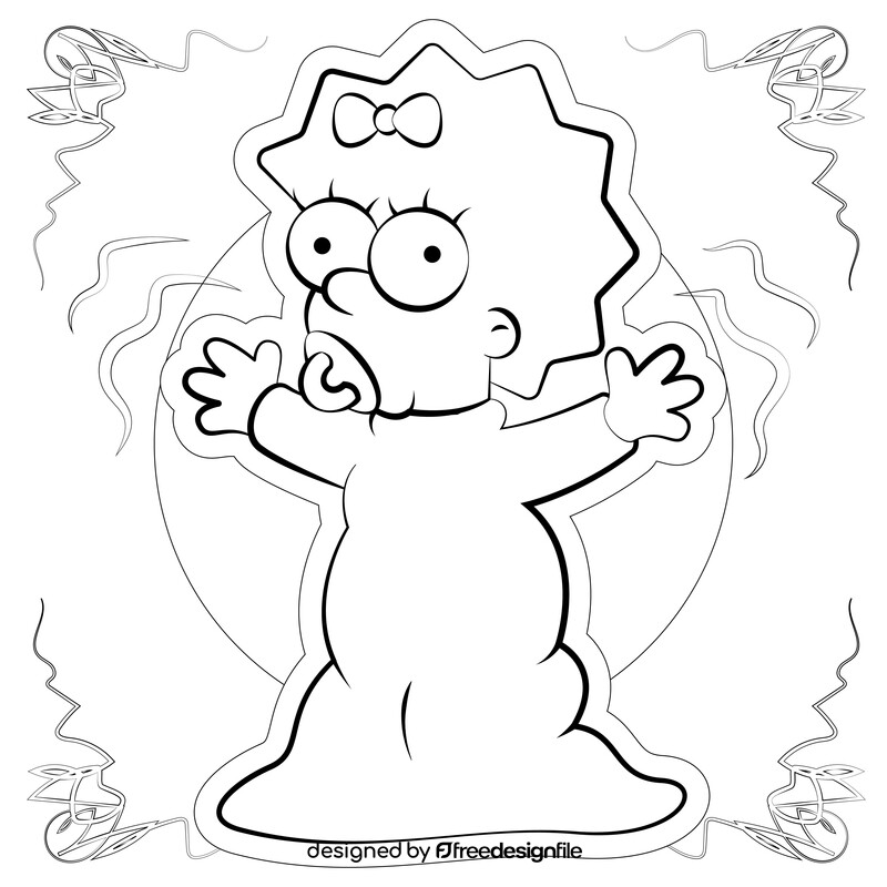 Simpsons, Maggie drawing black and white vector