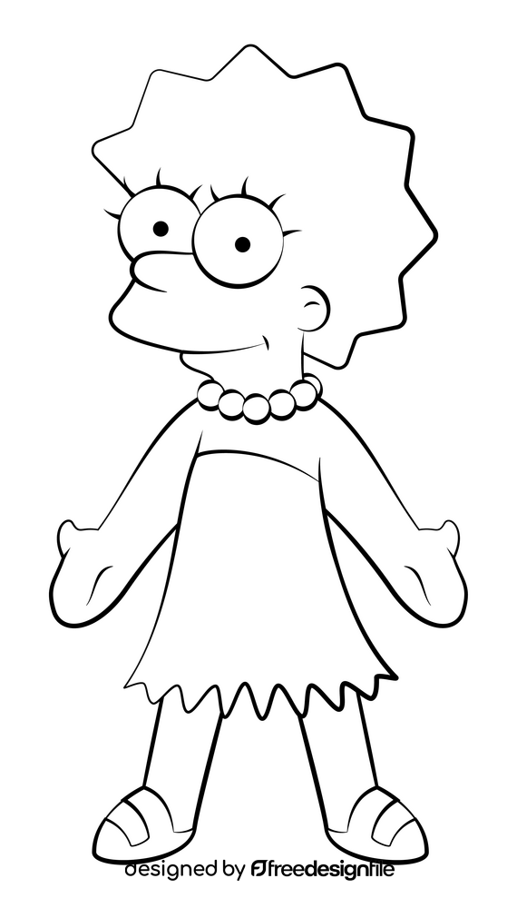 Simpsons, Lisa black and white clipart