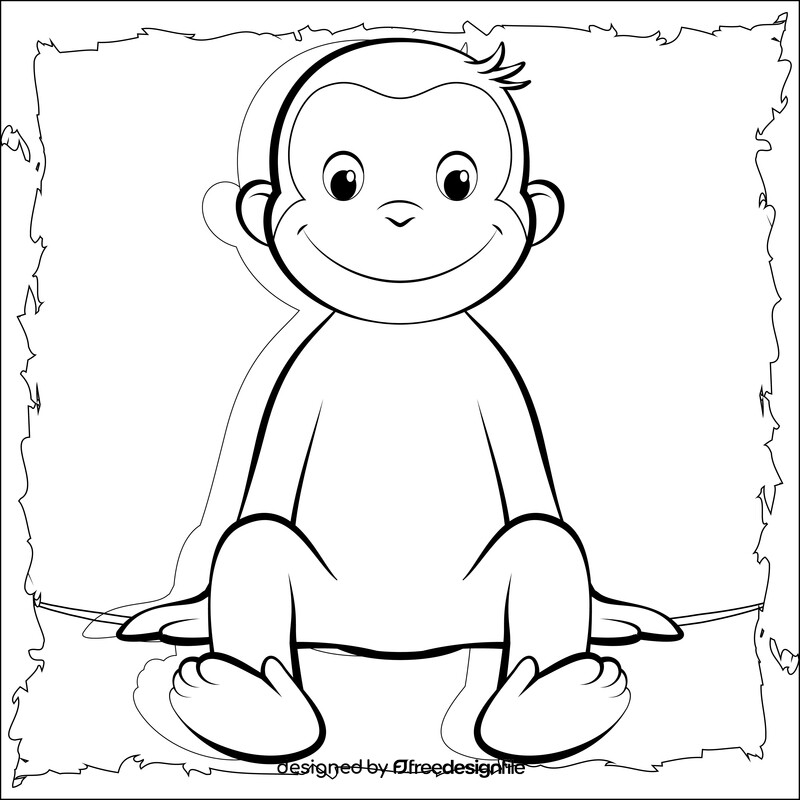Curious George drawing black and white vector