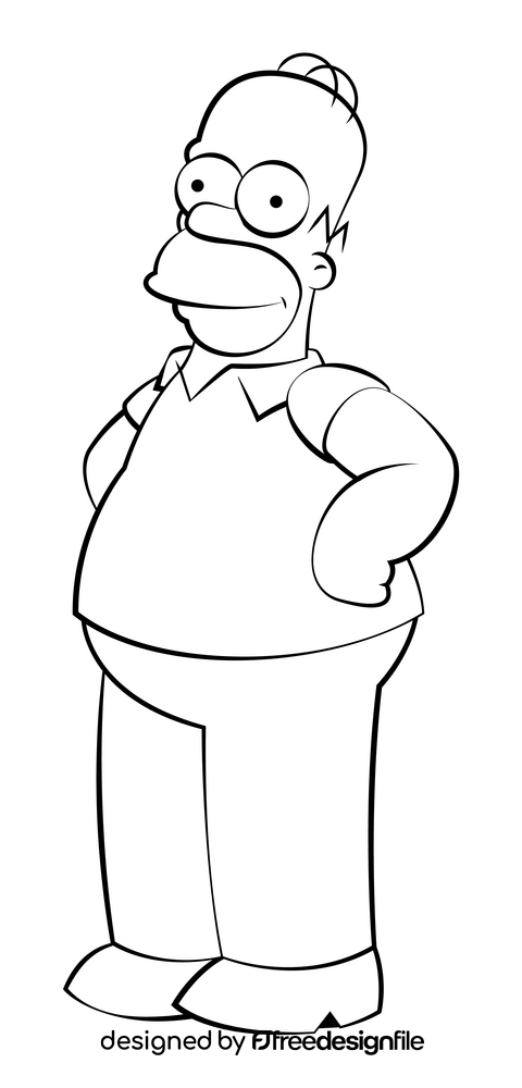 Simpsons, Homer black and white clipart