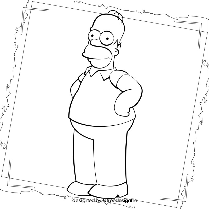 Simpsons, Homer drawing black and white vector