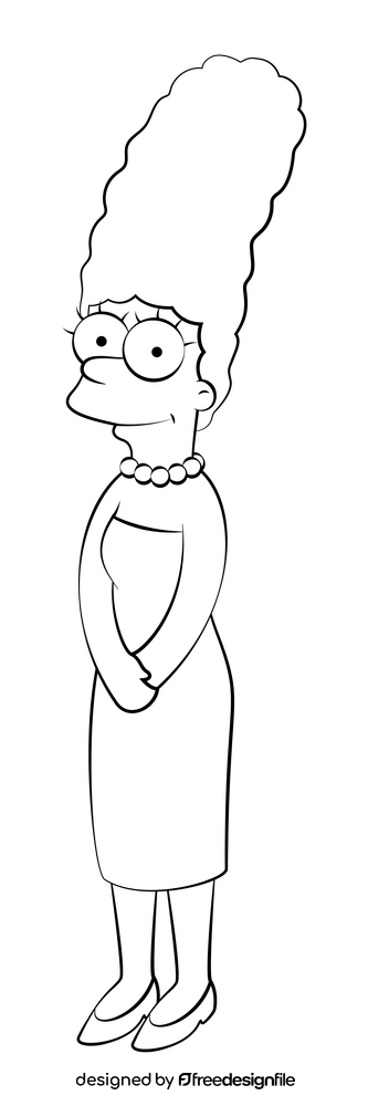 Simpsons, Marge black and white clipart