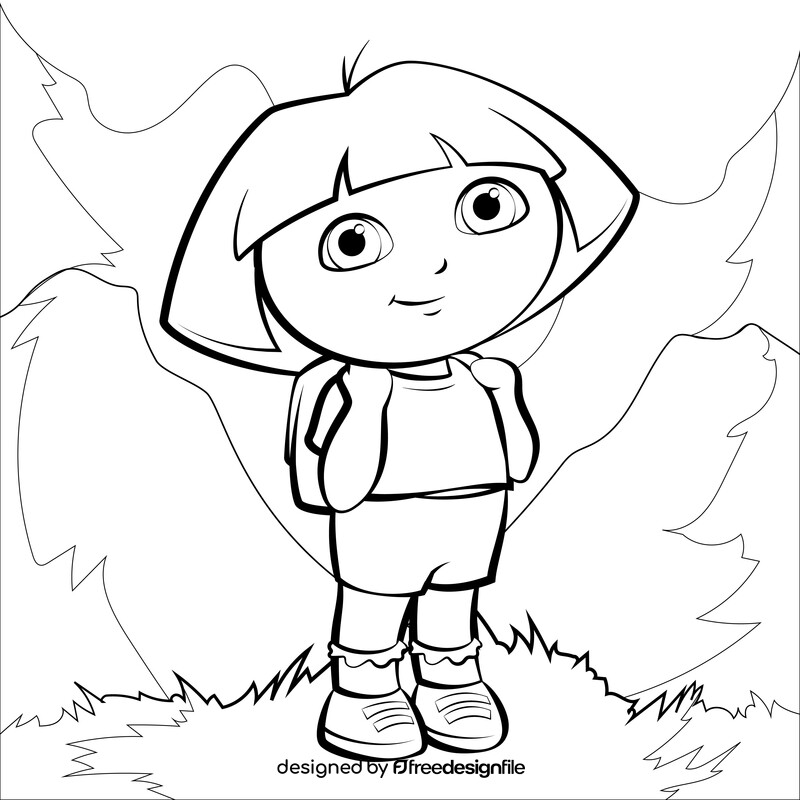 Dora the Explorer, Dora drawing black and white vector