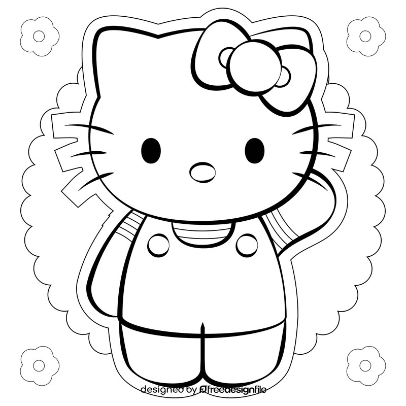 Hello Kitty drawing black and white vector