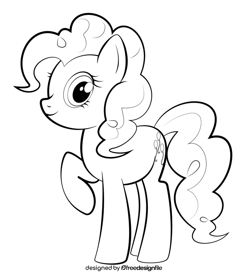 My Little Pony, Pinkie Pie black and white clipart