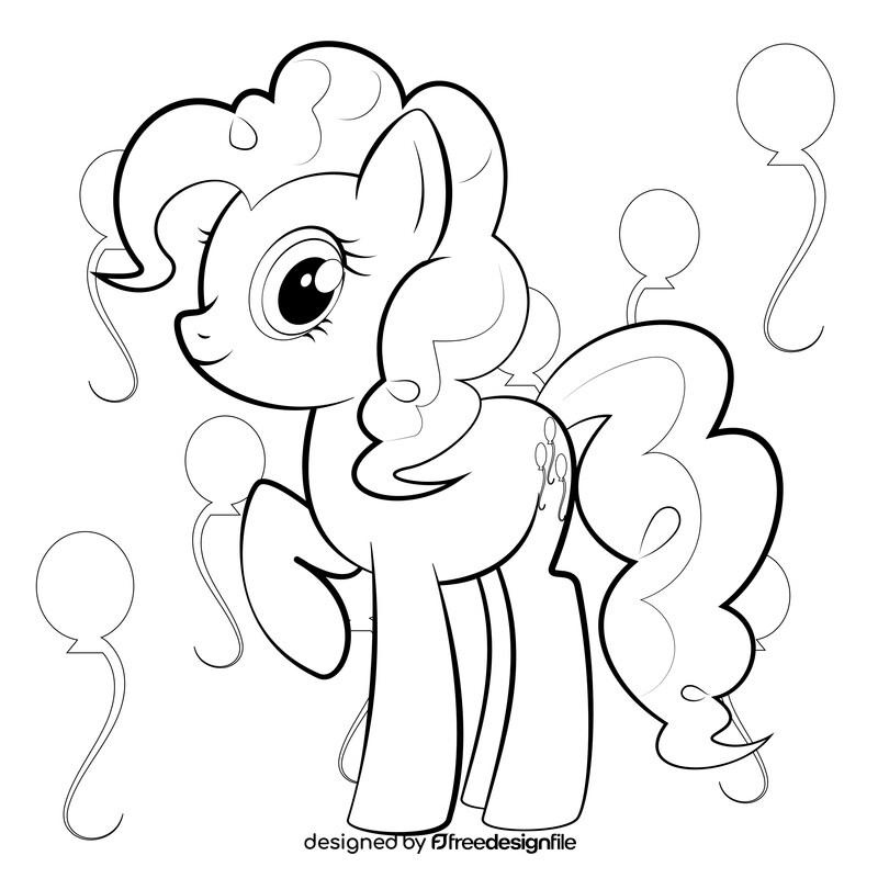 My Little Pony, Pinkie Pie drawing black and white vector