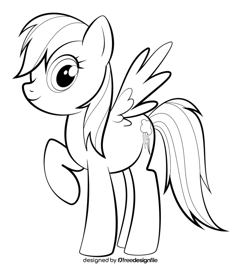 My Little Pony, Rainbow Dash black and white clipart