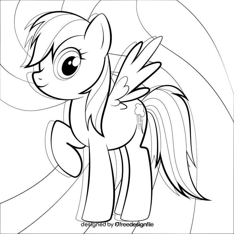 My Little Pony, Rainbow Dash drawing black and white vector