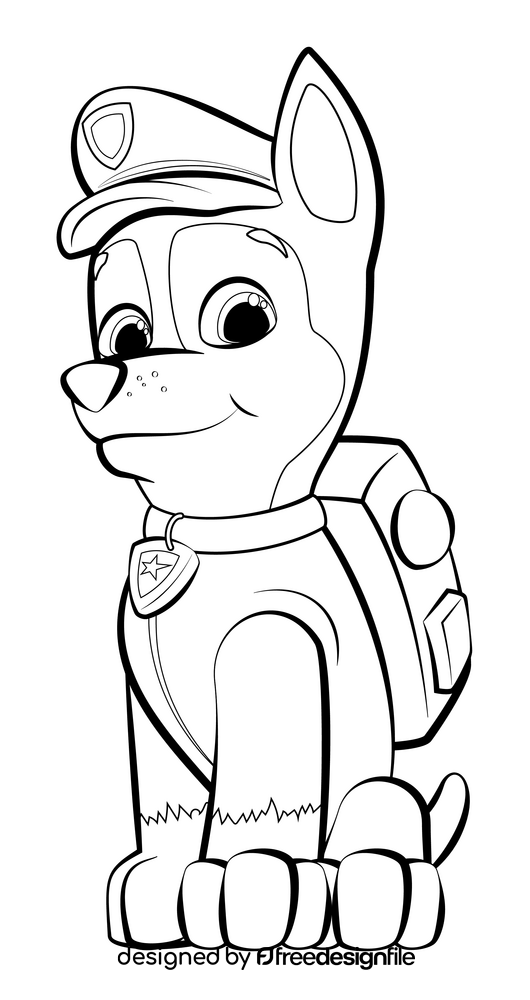 PAW Patrol, Chase black and white clipart