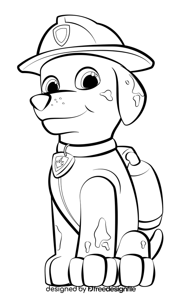 PAW Patrol, Marshall black and white clipart