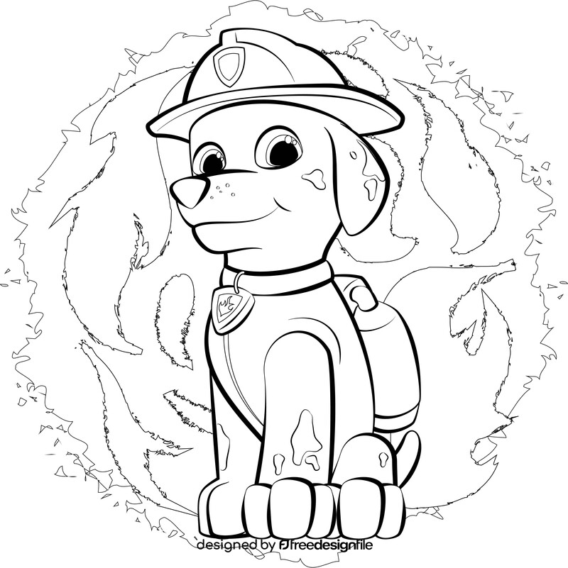 PAW Patrol, Marshall drawing black and white vector