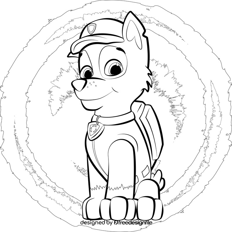 PAW Patrol, rocky drawing black and white vector