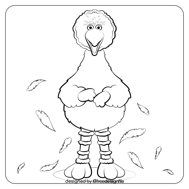 Sesame Street, Big bird drawing black and white vector