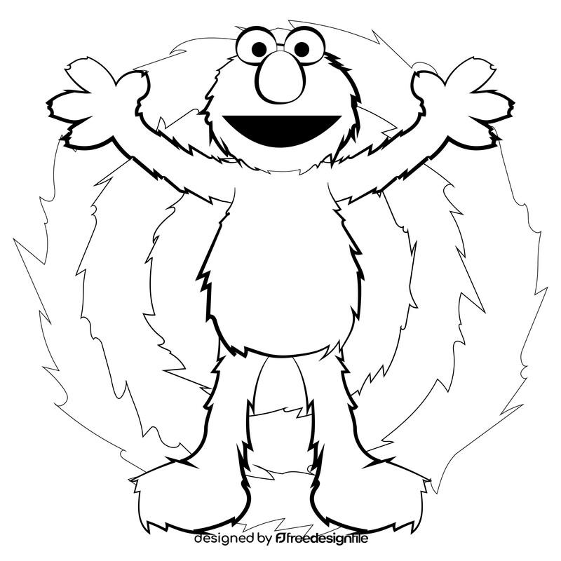 Sesame Street, Elmo drawing black and white vector