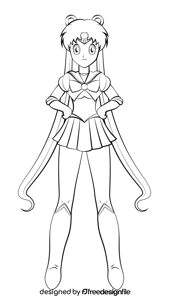 Sailor Moon black and white clipart