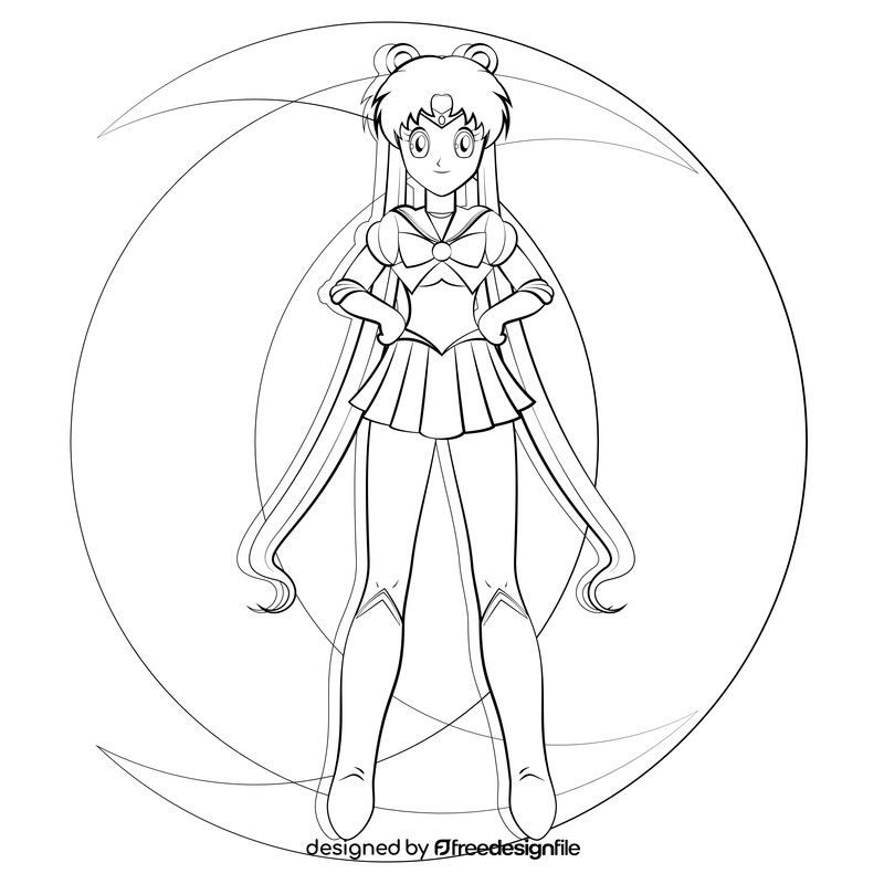 Sailor Moon drawing black and white vector