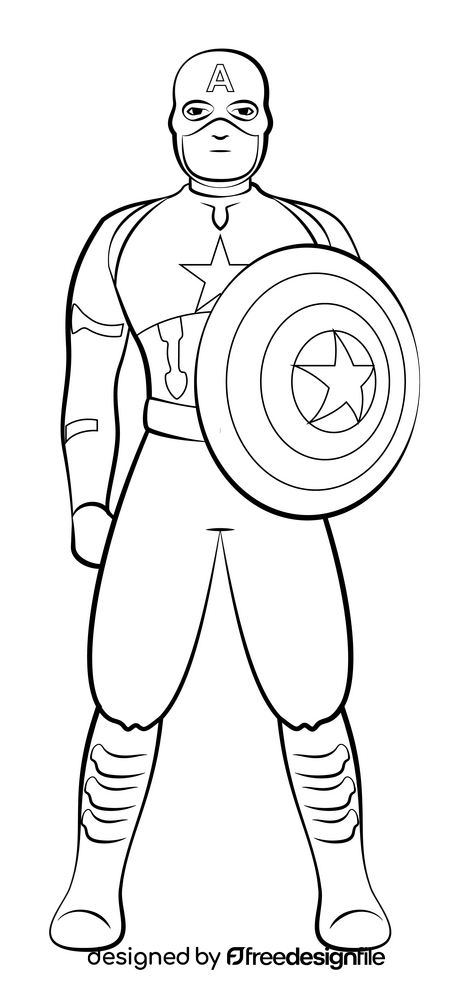 Captain america black and white clipart