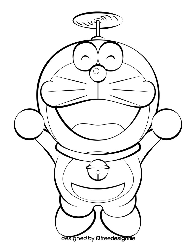 Doraemon black and white clipart