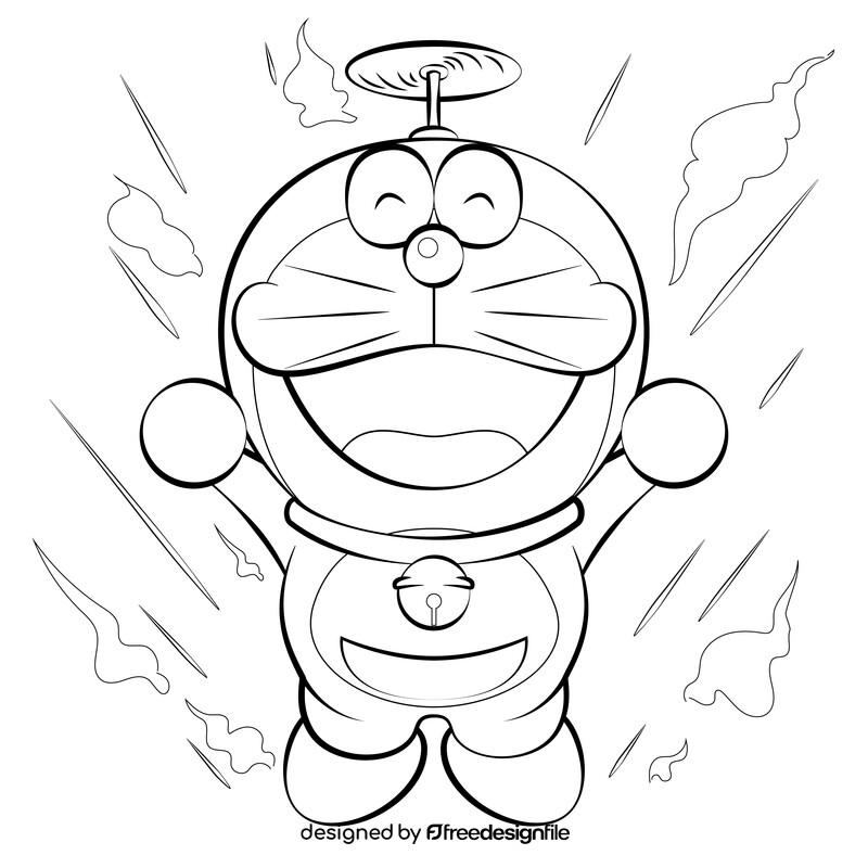 Doraemon black and white vector