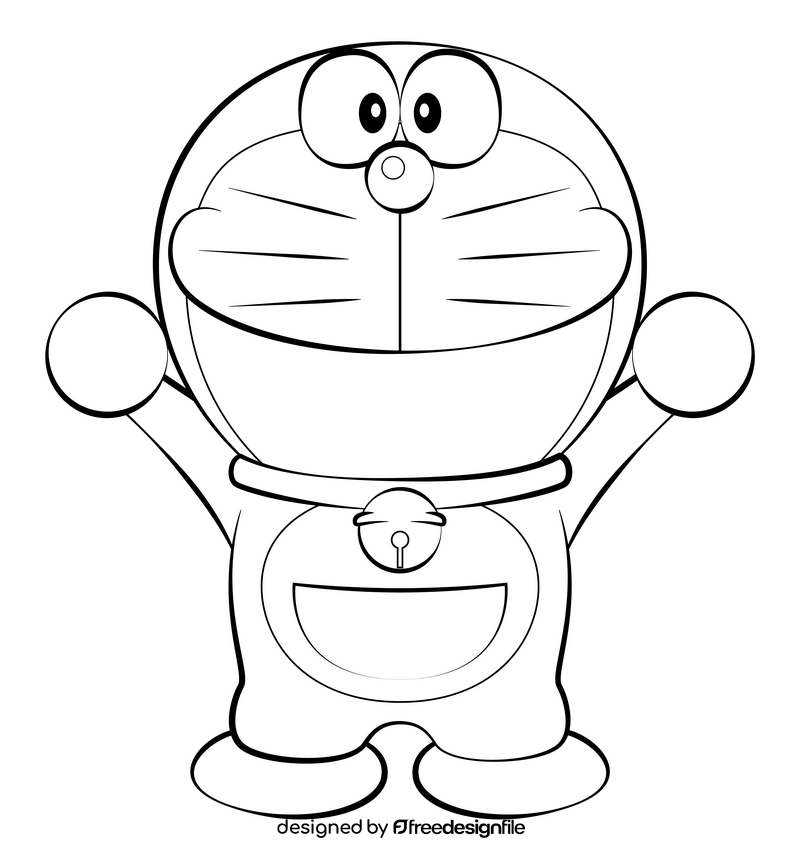 Doraemon black and white clipart