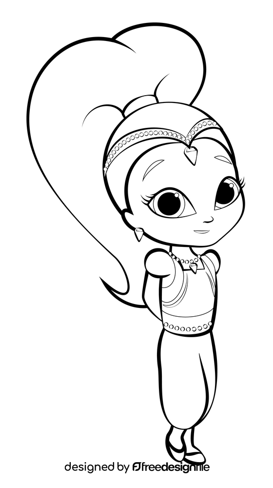 Shimmer and Shine black and white clipart