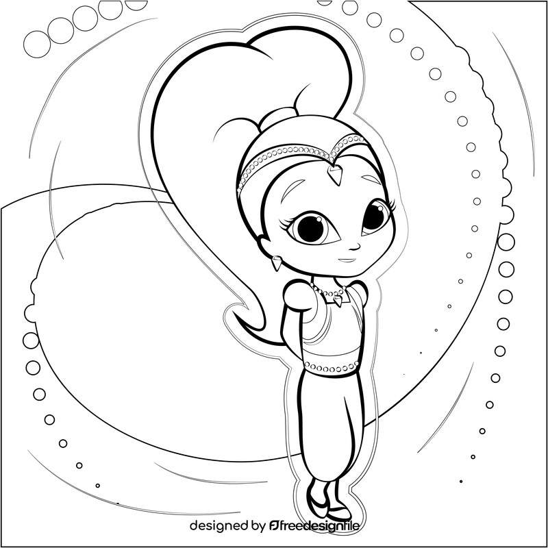 Shimmer and Shine drawing black and white vector