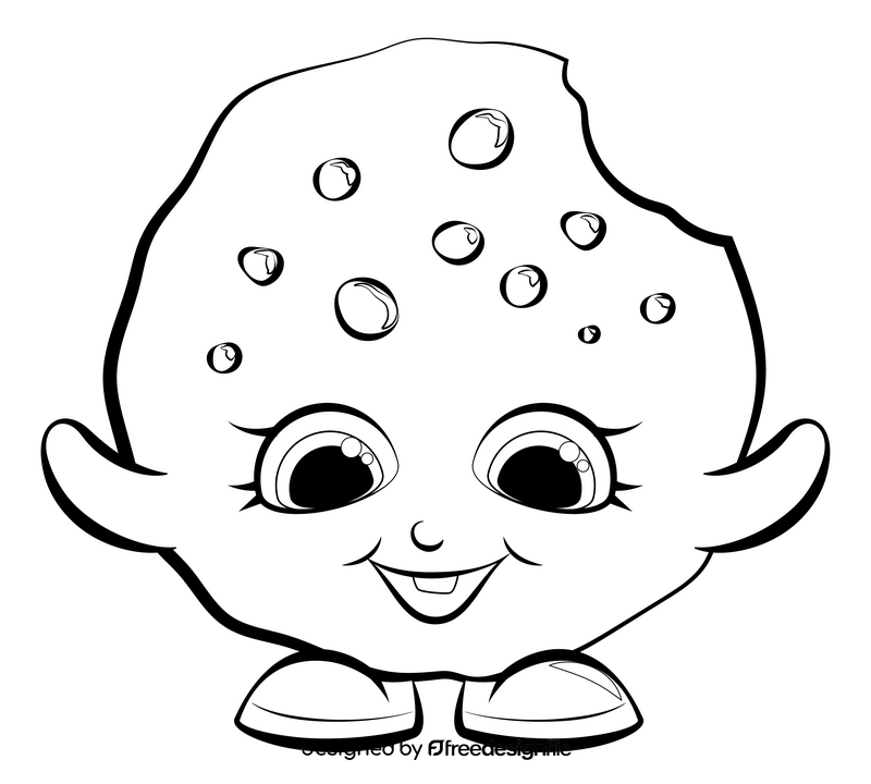 Shopkins kooky cookie black and white clipart