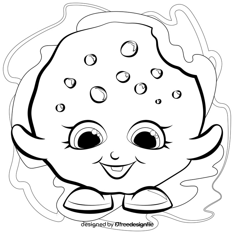 Shopkins kooky cookie drawing black and white vector