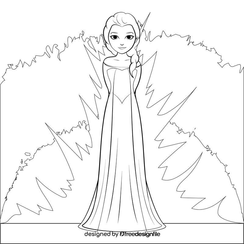 Frozen, Elsa black and white vector