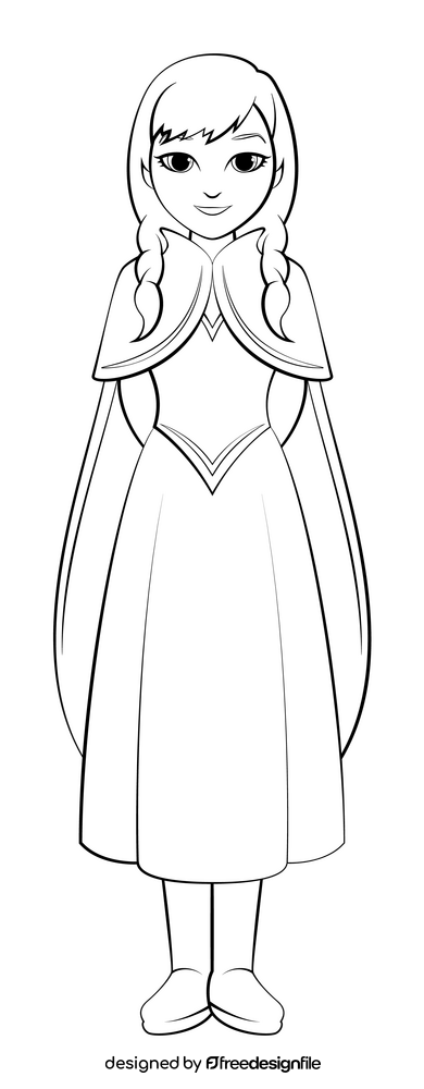 Frozen, Anna black and white clipart