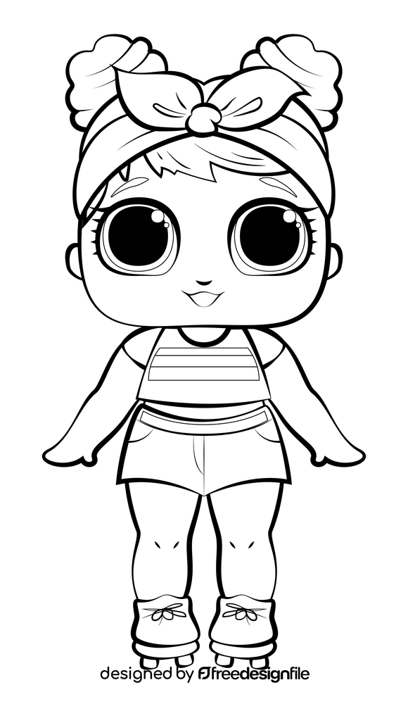 Lol surprise doll, dawn black and white clipart