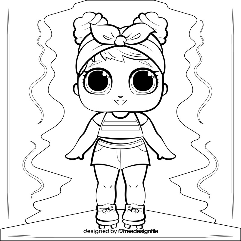 Lol surprise doll, dawn black and white vector