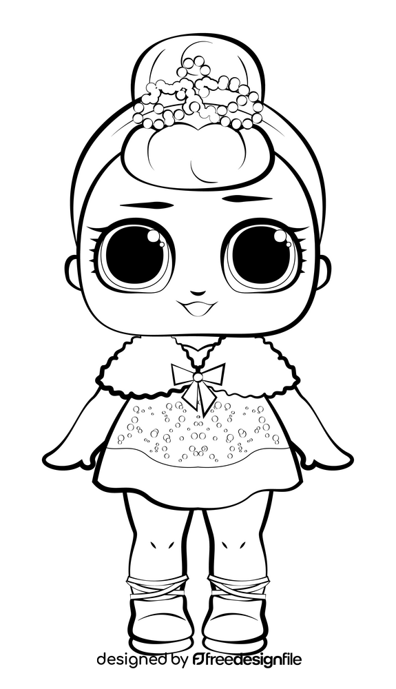 Lol dolls, crystal queen black and white clipart