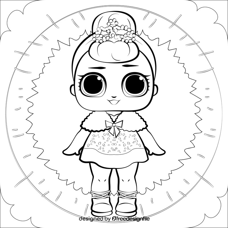 Lol dolls, crystal queen black and white vector