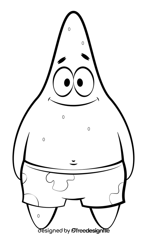 Spongebob Squarepants, Patrick black and white clipart