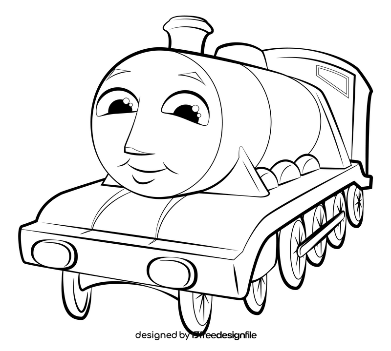 Thomas the train black and white clipart