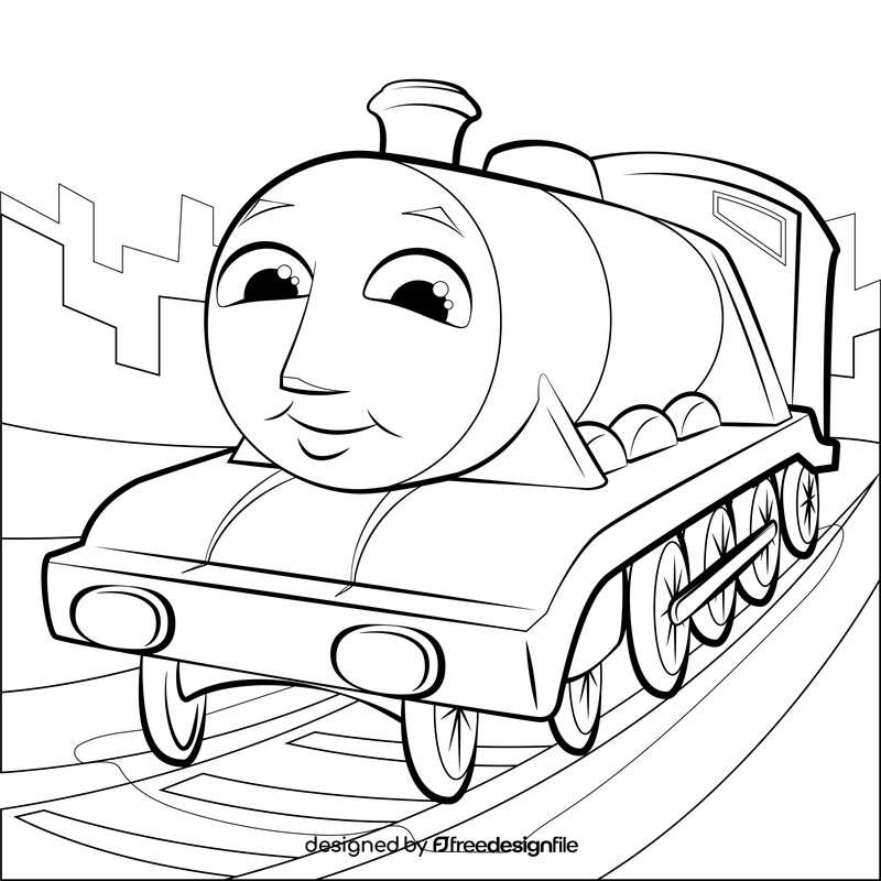 Thomas the train black and white vector