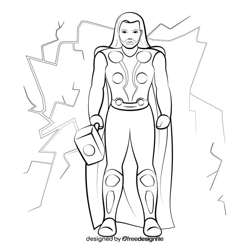 Thor, avengers black and white vector free download