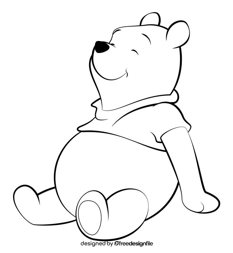 Winnie the pooh black and white clipart