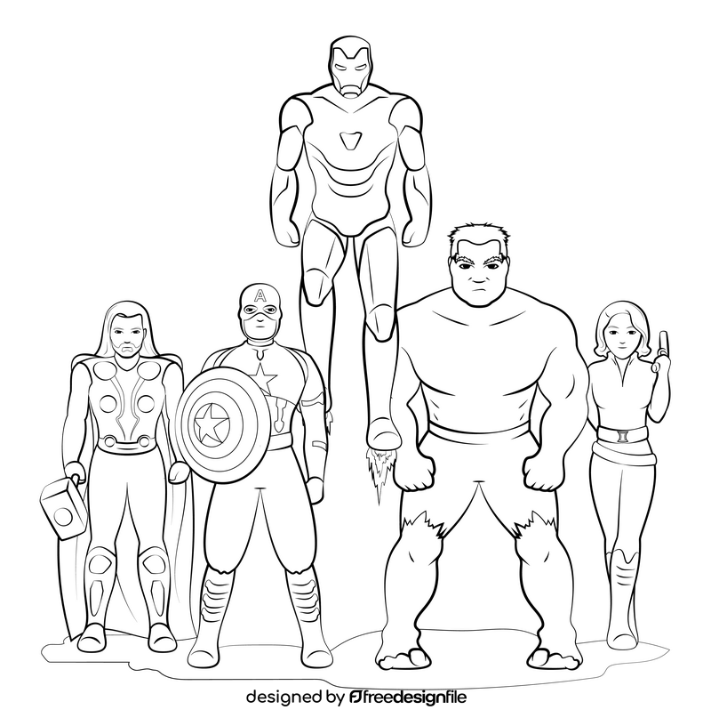 Avengers black and white clipart