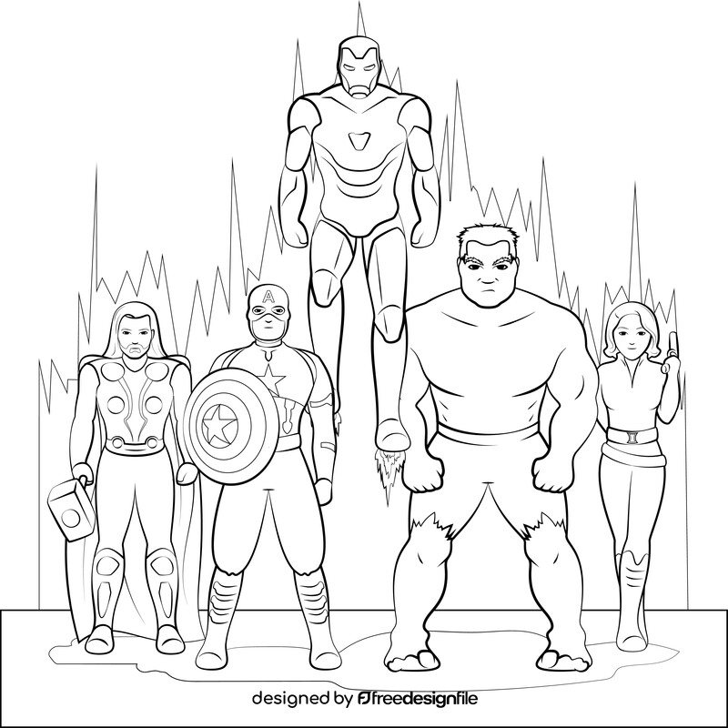 Avengers black and white vector