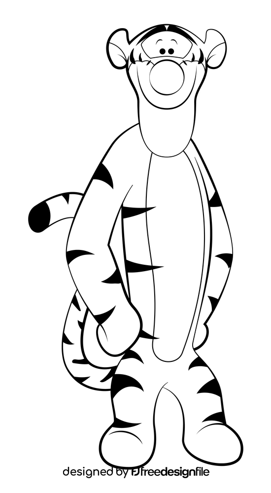 Winnie the pooh, tigger black and white clipart